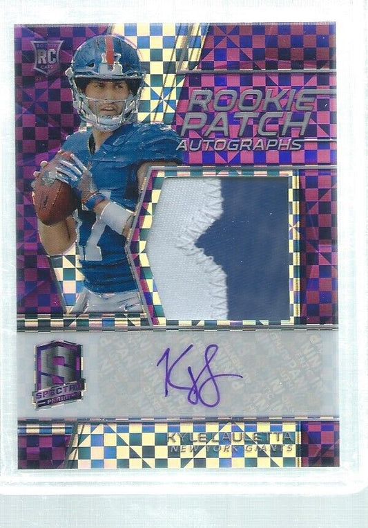 KYLE LAULETTA 2018 SPECTRA ROOKIE 2 COLOR PATCH AUTO PURPLE ROOKIE RC #D 43/50