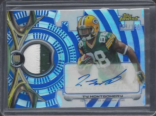 TY MONTGOMERY 2015 FINEST BLUE REFRACTOR RPA 2 COLOR PATCH AUTO RC #D 59/150