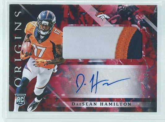 DAESEAN HAMILTON 2018 PANINI ORIGINS 3 COLOR PATCH AUTO RED RC #D 67/99
