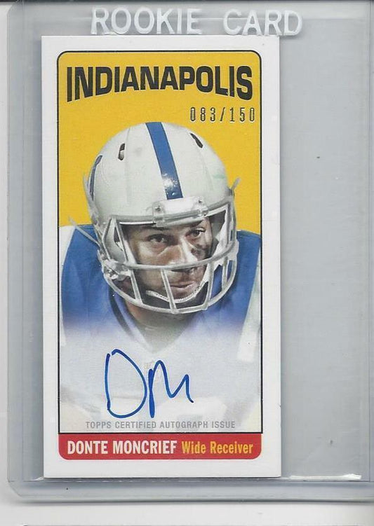 DONTE MONCRIEF 2014 TOPPS 1965 RETRO STYLE TALL BOY ON CARD ROOKIE AUTO RC /150