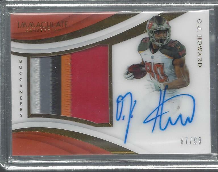 O.J. HOWARD 2018 IMMACULATE ACETATE 5 COLOR BUCS PATCH ON CARD AUTO #D 67/99
