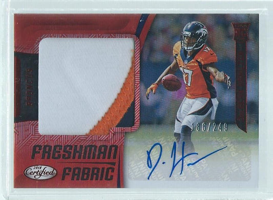 DAESEAN HAMILTON 2018 PANINI CERTIFIED FRESHMAN FABRIC AUTO RED RC #D 186/249