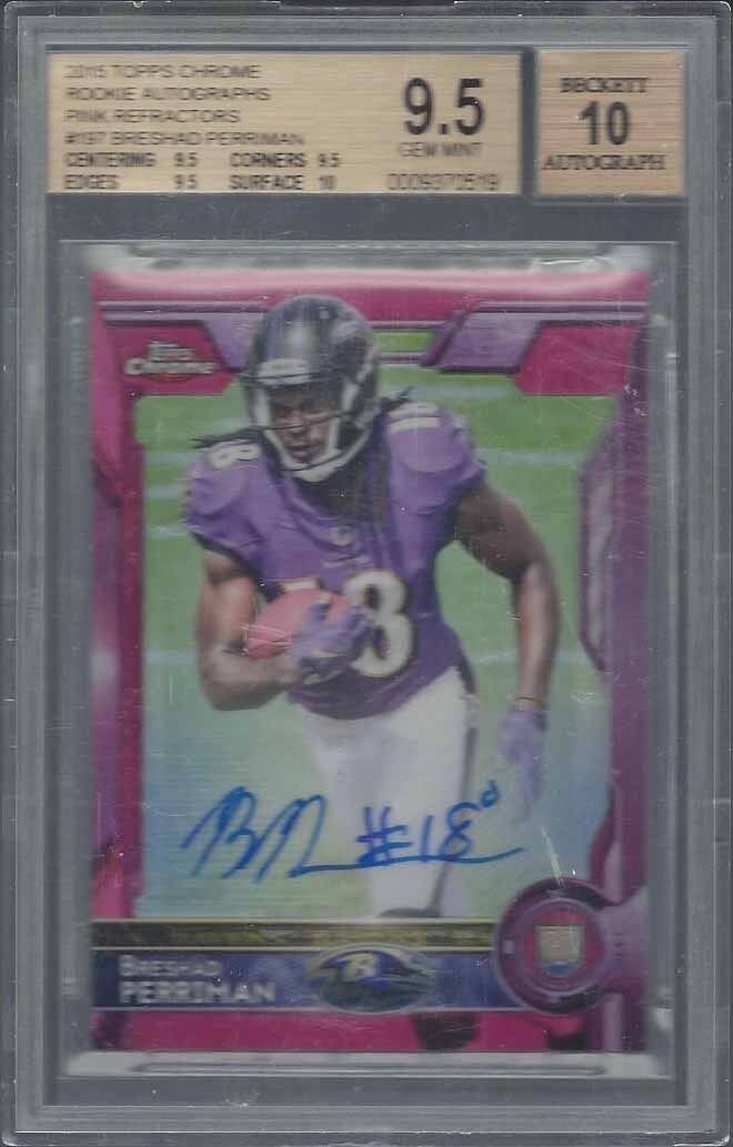 BRESHAD PERRIMAN 2015 TOPPS CHROME PINK REFRACTOR AUTO RC /75 BGS 9.5 w/ 10 AUTO