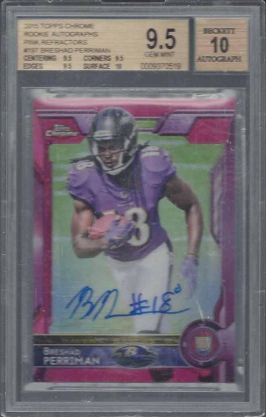 BRESHAD PERRIMAN 2015 TOPPS CHROME PINK REFRACTOR AUTO RC /75 BGS 9.5 w/ 10 AUTO
