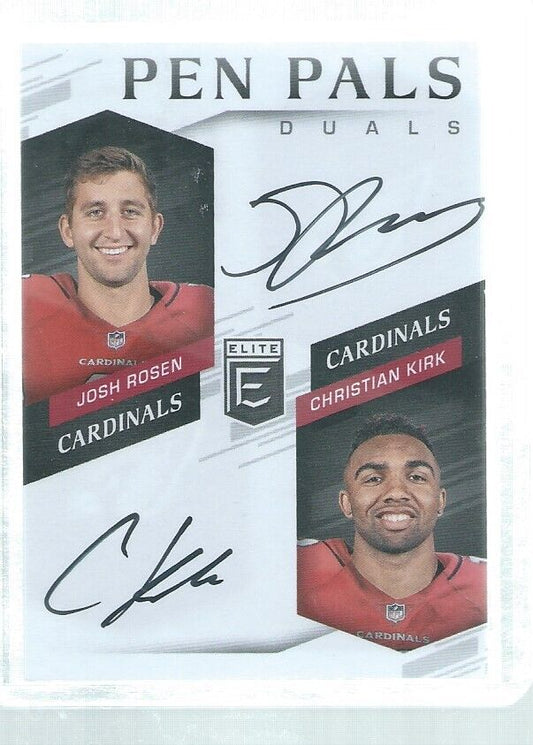 JOSH ROSEN CHRISTIAN KIRK 2018 DONRUSS ELITE PEN PALS DUAL ON CARD AUTO RC