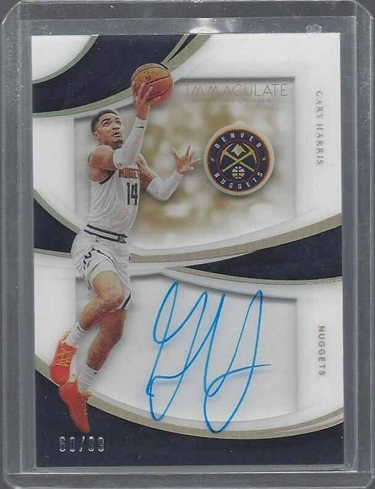 GARY HARRIS 2018-19 PANINI IMMACULATE SHADOWBOX ON CARD AUTO #D 60/99