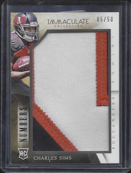 CHARLES SIMS 2014 IMMACULATE NUMBERS 3 COLOR BUCCANEERS ROOKIE PATCH RC #D 5/50