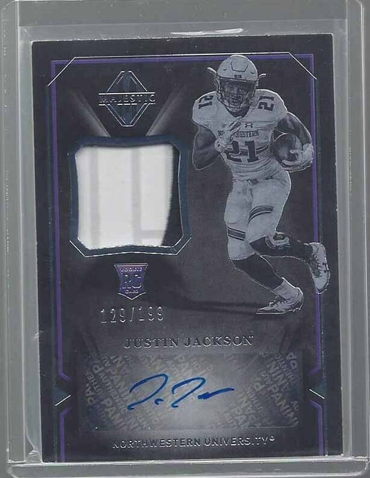 JUSTIN JACKSON 2018 MAJESTIC RPA NORTHWESTERN ROOKIE PATCH AUTO RC #D 129/199