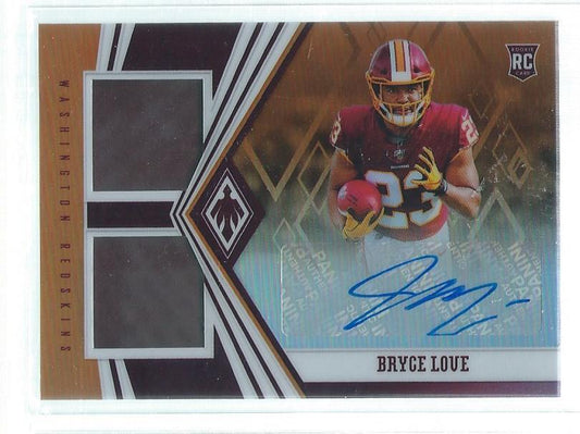 BRYCE LOVE 2019 PANINI PHEONIX DUAL JERSEY AUTO ORANGE RC #D 26/49