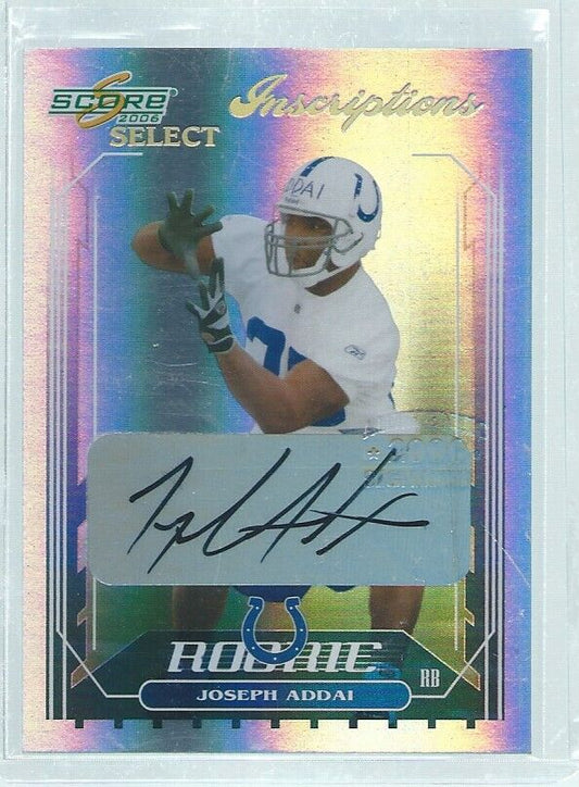 JOSEPH ADDAI 2006 DONRUSS PLAYOFF SCORE SELECT INSCRIPTIONS AUTO RC #D 75/100