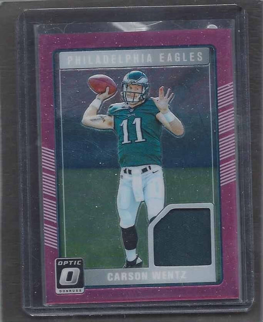 CARSON WENTZ 2016 DONRUSS OPTIC PINK EAGLES ROOKIE JERSEY RC