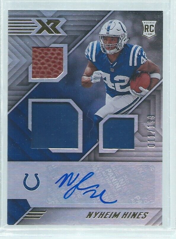 NYHEIM HINES 2018 PANINI XR TRIPLE JERSEY AUTO RC #D /199