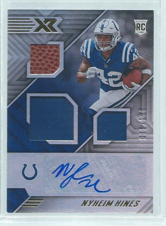 NYHEIM HINES 2018 PANINI XR TRIPLE JERSEY AUTO RC #D /199