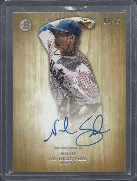 NOAH SYNDERGAARD 2014 TOPPS INCEPTION YELLOW GOLD ON CARD PROSPECT AUTO #D 50/99
