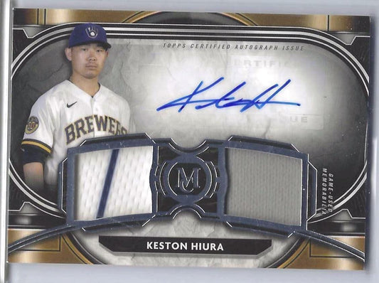 KESTON HIURA 2021 TOPPS MUSEUM SIGNATURE SWATCHES DUAL JERSEY AUTO #d /271