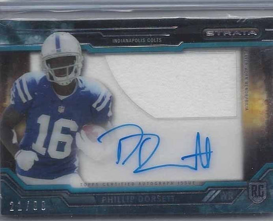 PHILLIP DORSETT 2015 TOPPS STRATA BLUE CLEAR CUT JUMBO JERSEY AUTO RC #D 21/99