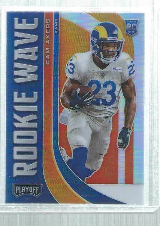 CAM AKERS 2020 PLAYOFF ROOKIE WAVE PRIZM SILVER RC