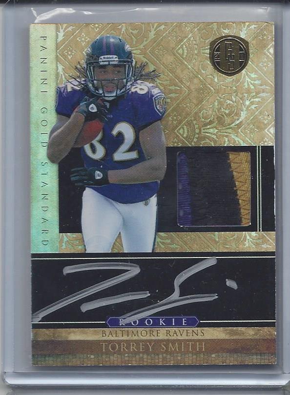 TORREY SMITH 2011 GOLD STANDARD RPA ROOKIE PATCH ON CARD AUTO RC #D /525