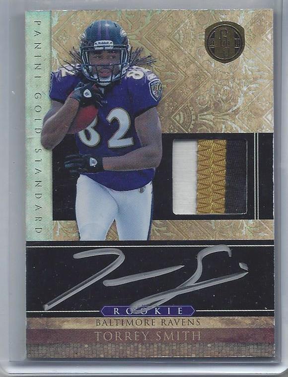 TORREY SMITH 2011 GOLD STANDARD RPA ROOKIE PATCH ON CARD AUTO RC #D /525