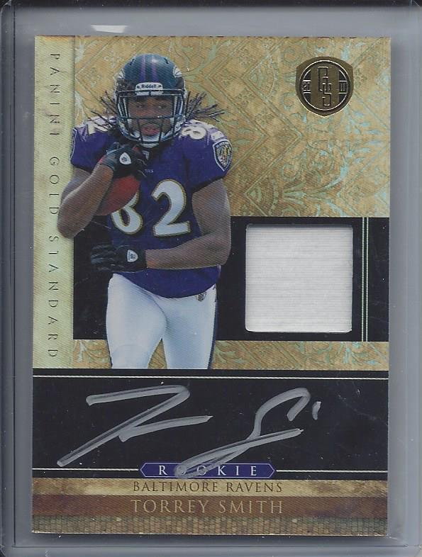 TORREY SMITH 2011 GOLD STANDARD RPA ROOKIE PATCH ON CARD AUTO RC #D /525