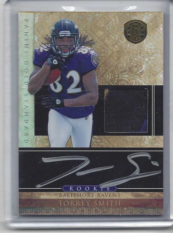 TORREY SMITH 2011 GOLD STANDARD RPA ROOKIE PATCH ON CARD AUTO RC #D /525