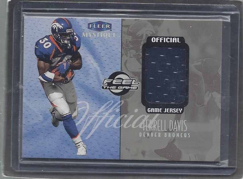 TERRELL DAVIS 1999 FLEER MYSTIQUE FEEL THE GAME RARE BRONCOS GU JERSEY #D /545