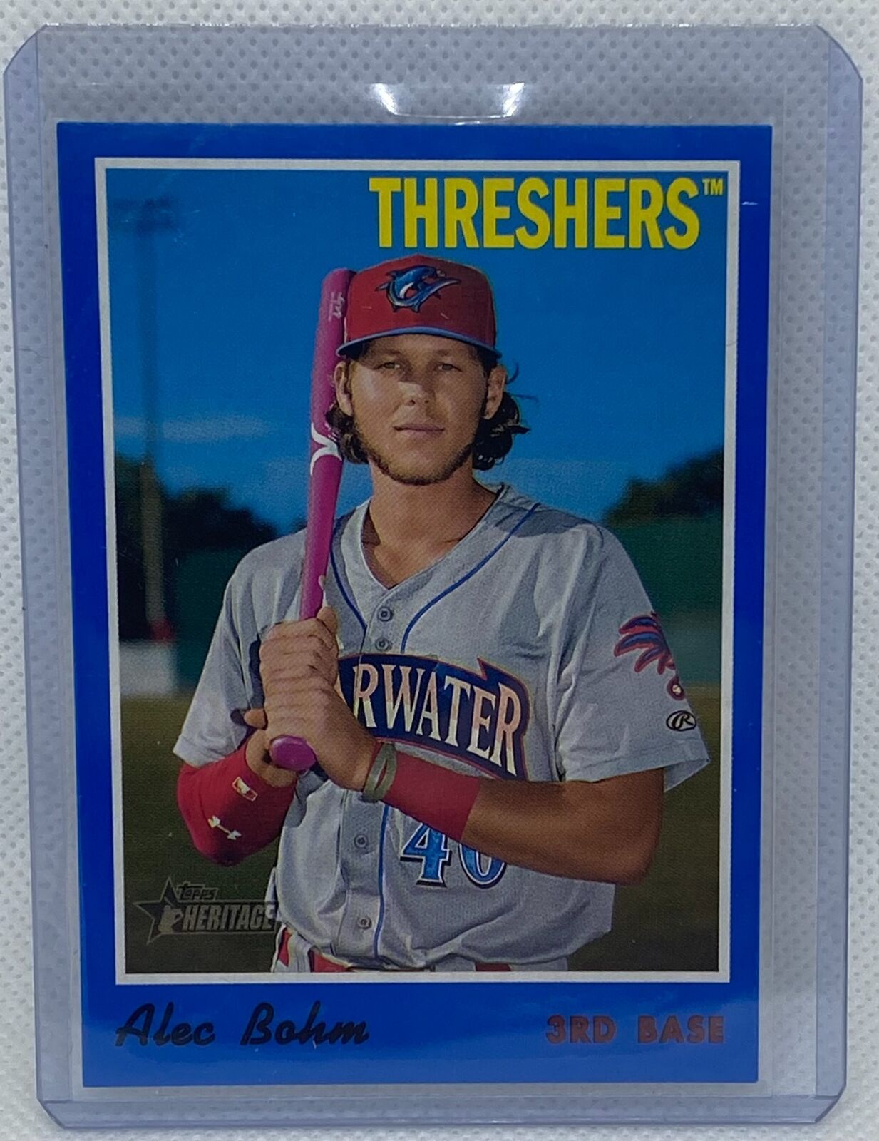 ALEC BOHM 2019 TOPPS HERITAGE MINORS BLUE BORDER PROSPECT #D 89/99