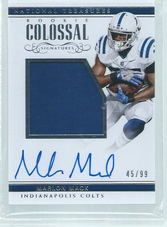 MARLON MACK 2017 PANINI NATIONAL TREASURES JERSEY ON CARD AUTO RC #D /99