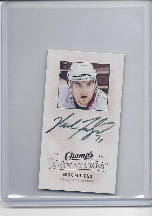 NICK FOLIGNO 2009-10 CHAMPS SIGNATURES MINI ON CARD AUTO