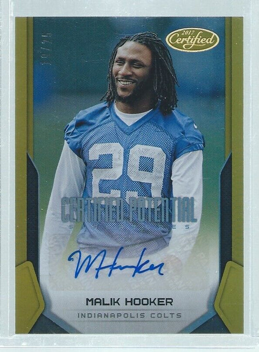 MALIK HOOKER 2017 PANINI CERTIFIED POTENTIAL AUTO GOLD RC #D 19/25
