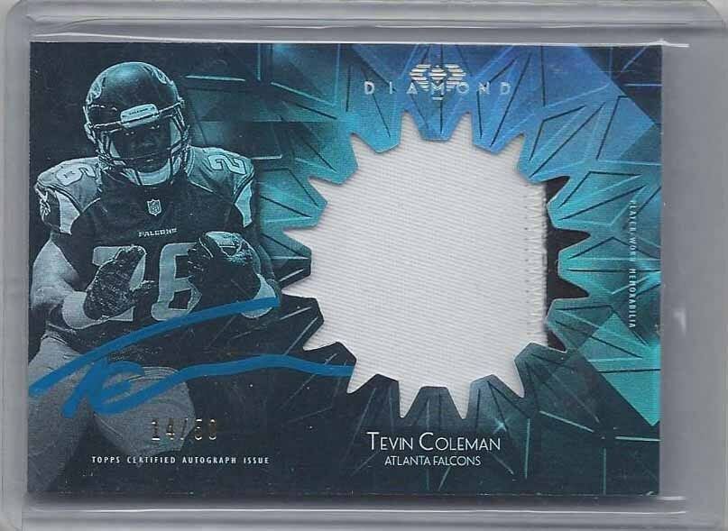 TEVIN COLEMAN 2015 TOPPS DIAMOND BLUE RPA 3 CLR JUMBO PATCH ON CARD AUTO RC /50