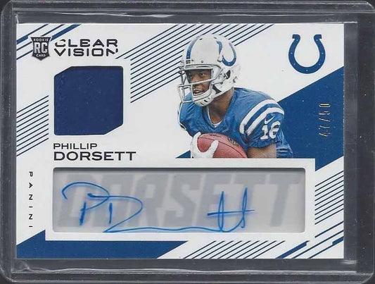 PHILLIP DORSETT 2015 PANINI CLEAR VISION ON CARD ROOKIE PATCH AUTO RC #D 47/50