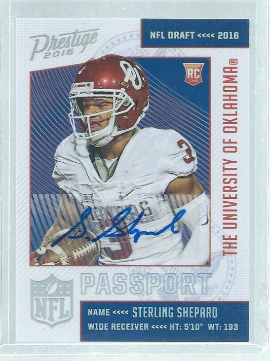 STERLING SHEPARD 2016 PANINI PRESTIGE NFL PASSPORT AUTO RC #D 24/100