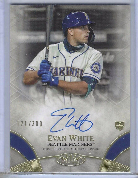EVAN WHITE 2021 TOPPS TIER ONE BREAK OUT ROOKIE ON CARD AUTO RC #D 121/300