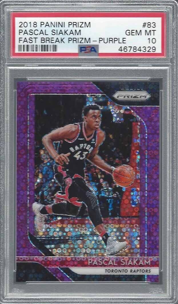 PASCAL SIAKAM 2018-19 PANINI PRIZM FAST BREAK PURPLE PRIZMS #D /75 PSA 10 POP 2