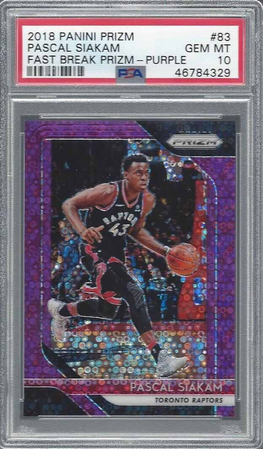 PASCAL SIAKAM 2018-19 PANINI PRIZM FAST BREAK PURPLE PRIZMS #D /75 PSA 10 POP 2
