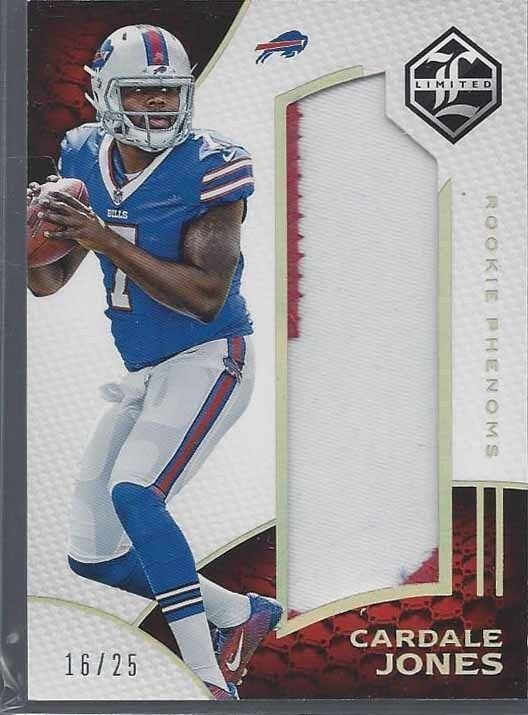 CARDALE JONES 2016 LIMITED ROOKIE PHENOMS GOLD JUMBO 2 COLOR PATCH RC #D 16/25