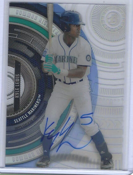 KYLE LEWIS 2017 BOWMAN HIGH TEK ROOKIE ON CARD AUTO RC #BHT-KL