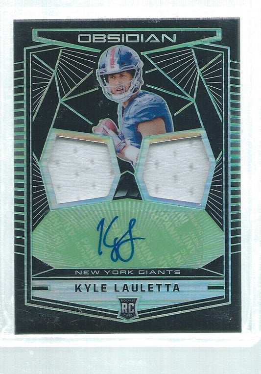 KYLE LAULETTA 2018 OBSIDIAN ETCH GREEN ROOKIE DUAL PATCH AUTO RC #D 8/25