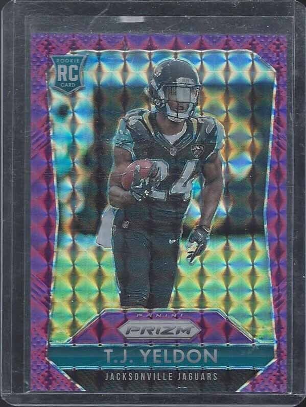 T.J. YELDON 2015 PANINI PRIZM PURPLE MOSAIC ROOKIE PRIZMS RC #D 3/50