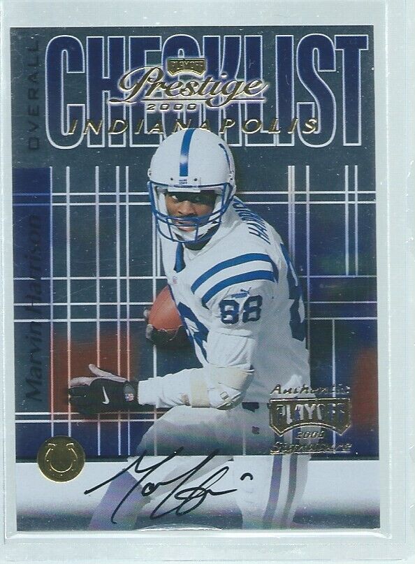 MARVIN HARRISON 2000 PLAYOFF PRESTIGE OVERALL CHECKLIST ON CARD AUTO