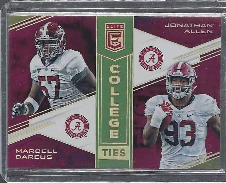 MARCELL DAREUS JONATHAN ALLEN 2017 ELITE COLLEGE TIES ALABAMA GOLD RC #D 2/5