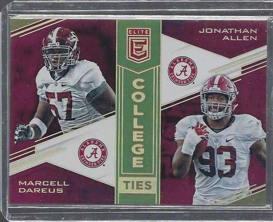 MARCELL DAREUS JONATHAN ALLEN 2017 ELITE COLLEGE TIES ALABAMA GOLD RC #D 2/5