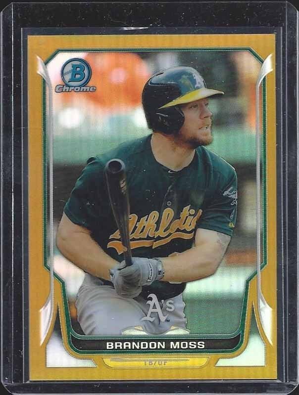 BRANDON MOSS 2014 BOWMAN CHROME A'S ATHLETICS GOLD REFRACTOR #D 32/50