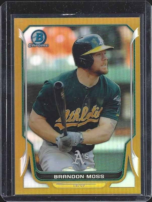BRANDON MOSS 2014 BOWMAN CHROME A'S ATHLETICS GOLD REFRACTOR #D 32/50