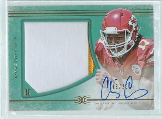 CHRIS CONLEY 2015 TOPPS DEFINITIVE 2 COLOR PATCH ON CARD AUTO GREEN RC #D 18/25