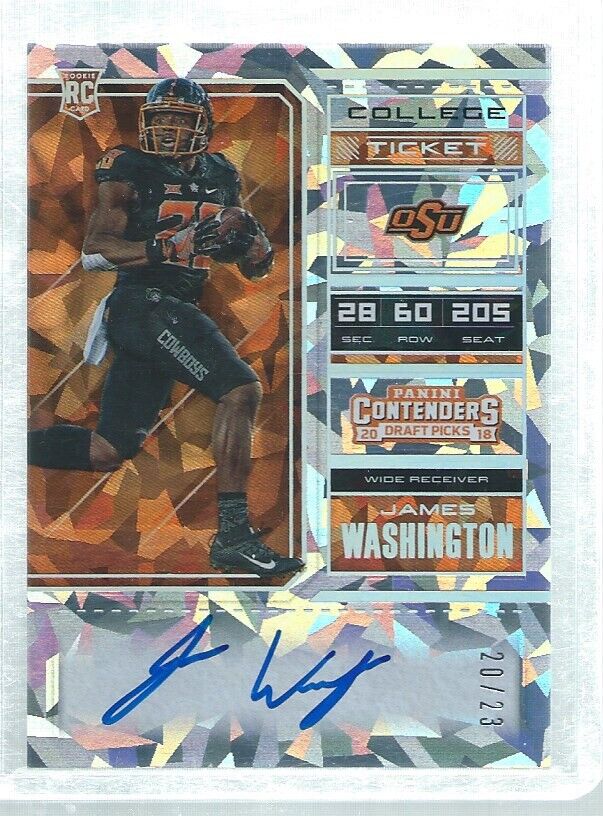 JAMES WASHINGTON 2018 CONTENDERS CRACKED ICE ON CARD AUTO RC #D 20/25
