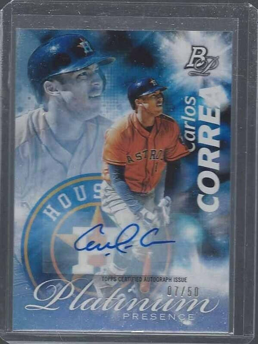 CARLOS CORREA 2017 BOWMAN PLATINUM PRESENCE ASTROS AUTO #D 7/50