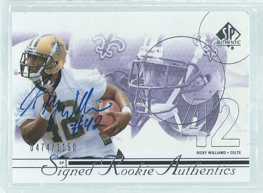 RICKY WILLIAMS 2002 UD SP AUTHENTIC ON CARD AUTO RC #D /1150