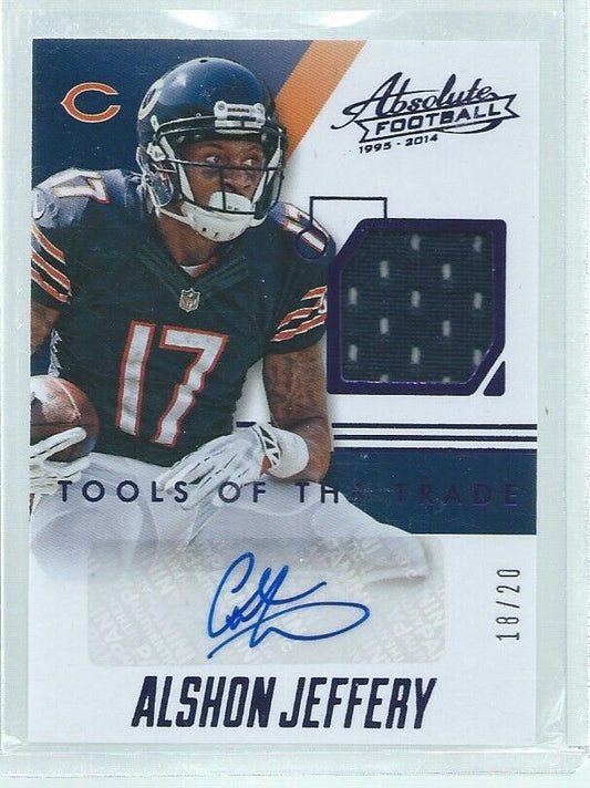 ALSHON JEFFERY 2014 ABSOLUTE TOOLS OF THE TRADE JERSEY AUTO PURPLE #D 18/20